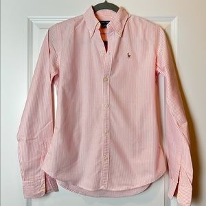 RALPH LAUREN Pink and White striped button down